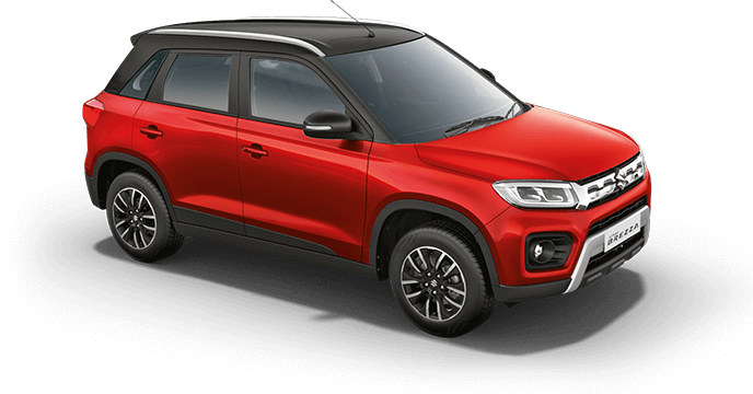 Drive your SIZZLING RED WITH MIDNIGHT BLACK Maruti VITARA BREZZA home from Indus Motors 
